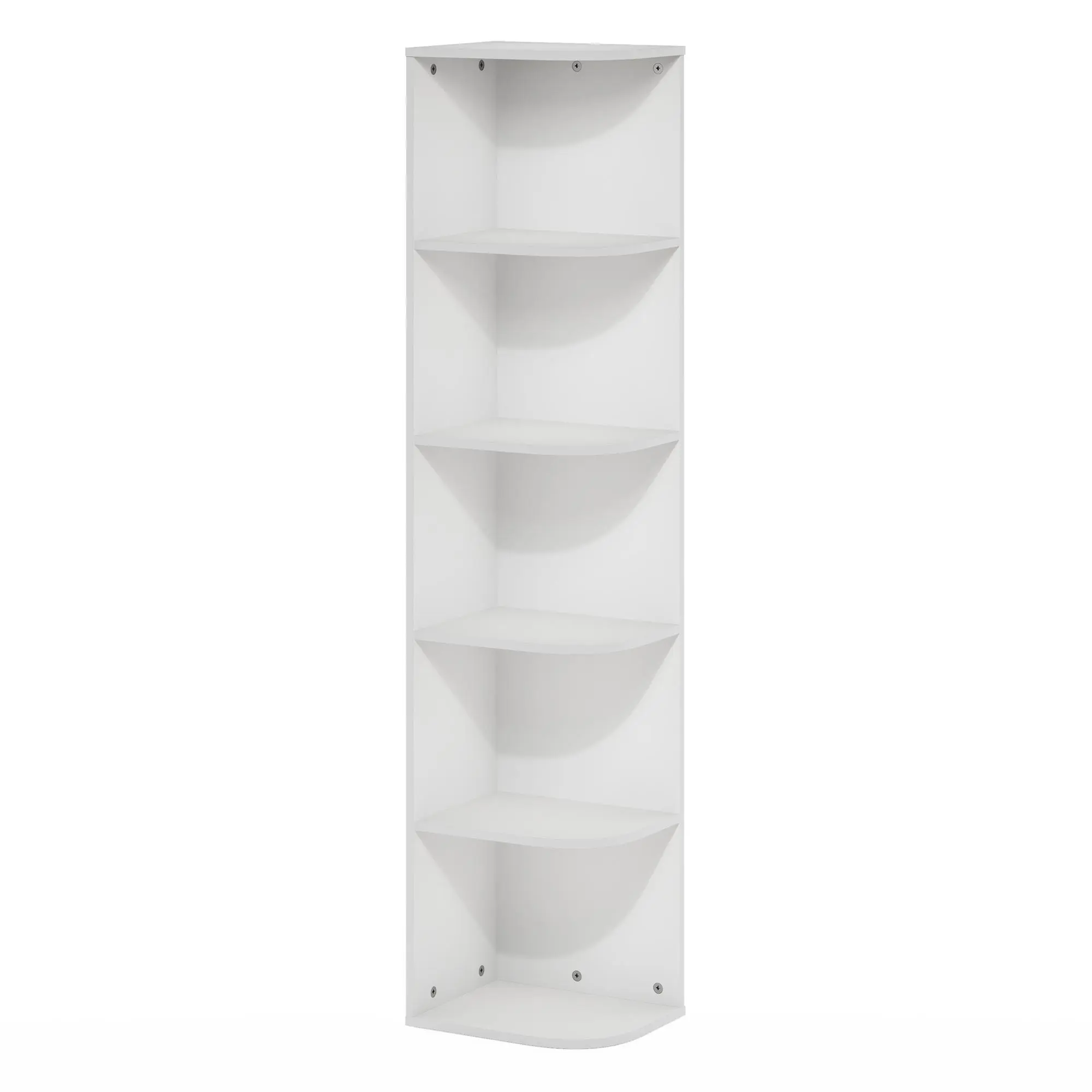 Minimalist 5-Tier Durable Wood Wall Corner Bookshelf - Open-Shelf Corner Unit (9.3x12x51.7 in), Indoor Furniture Shelves for Living Room, Bedroom Room Decor