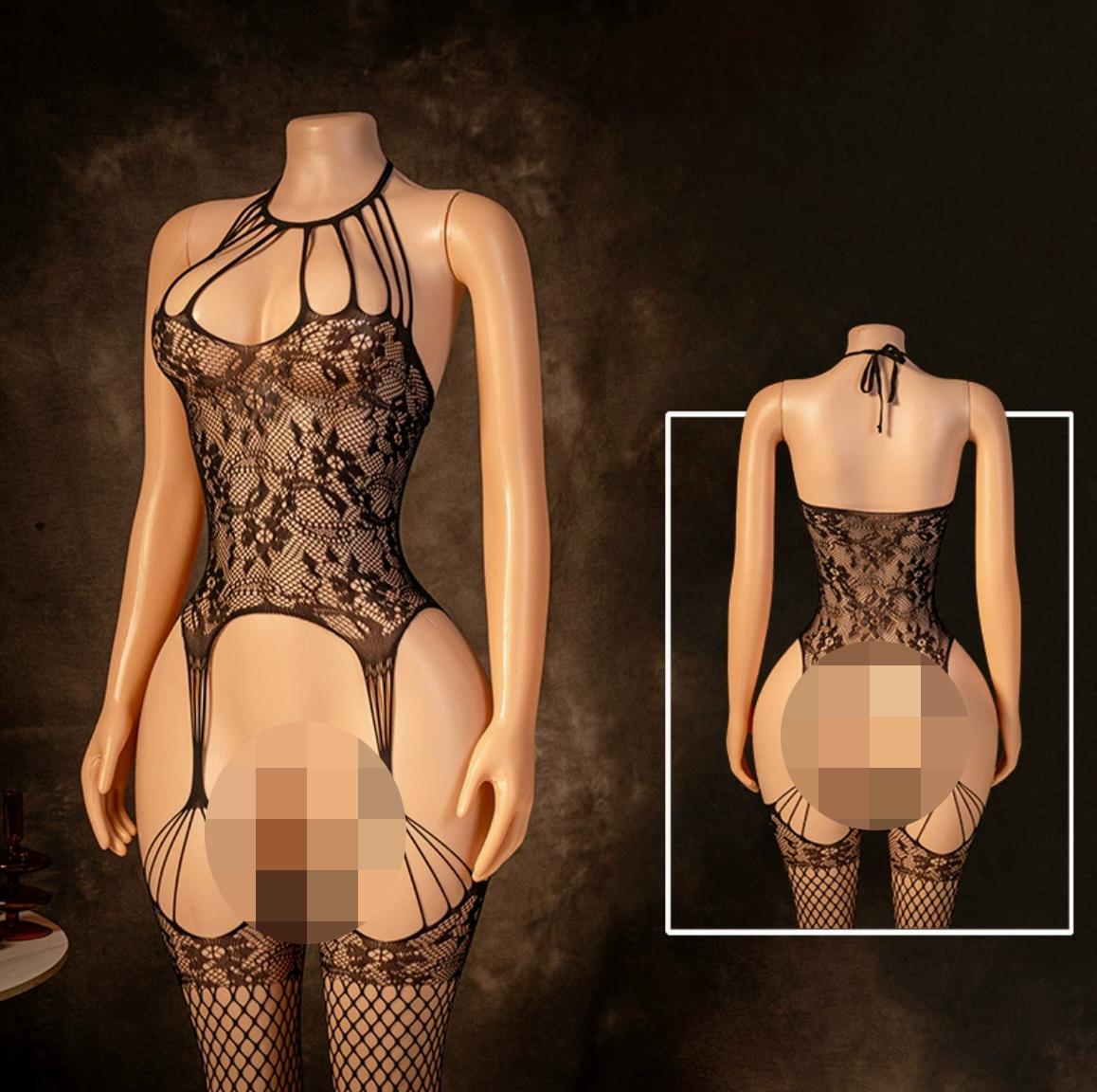Sexy lingerie, erotic sleepwear, flirtatious temptation props, European and American style uniform, one-piece stockings set