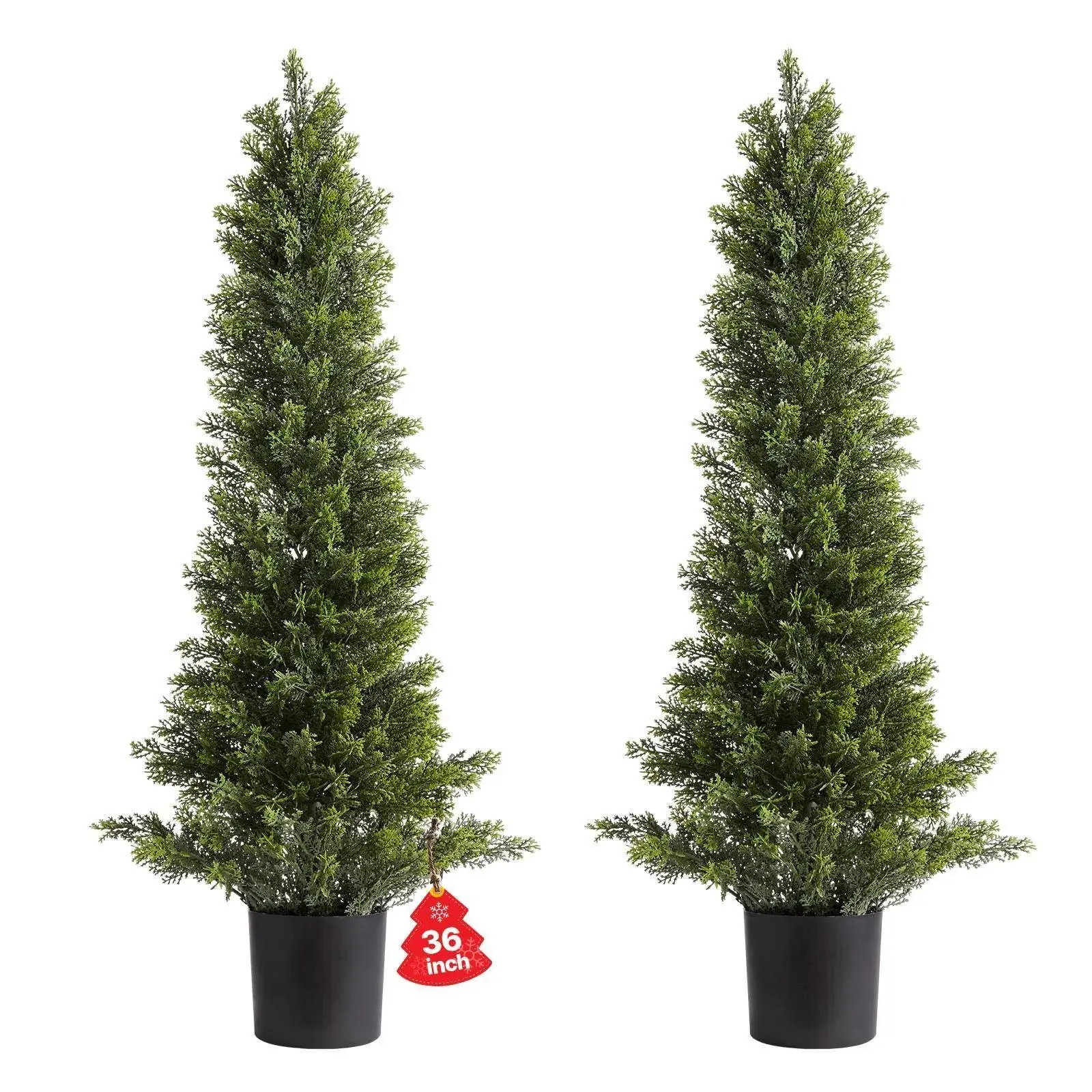 VEVOR 2-Set 35 – 39 In Sturdy Weatherproof Artificial Topiary Cedar Trees, Decorative Artificial Potted Trees with Realistic PE Pine Shrubs, Adjustable Easy Assembly, Home Front Porch Decor, Father's Day Gifts#BacktoSchool