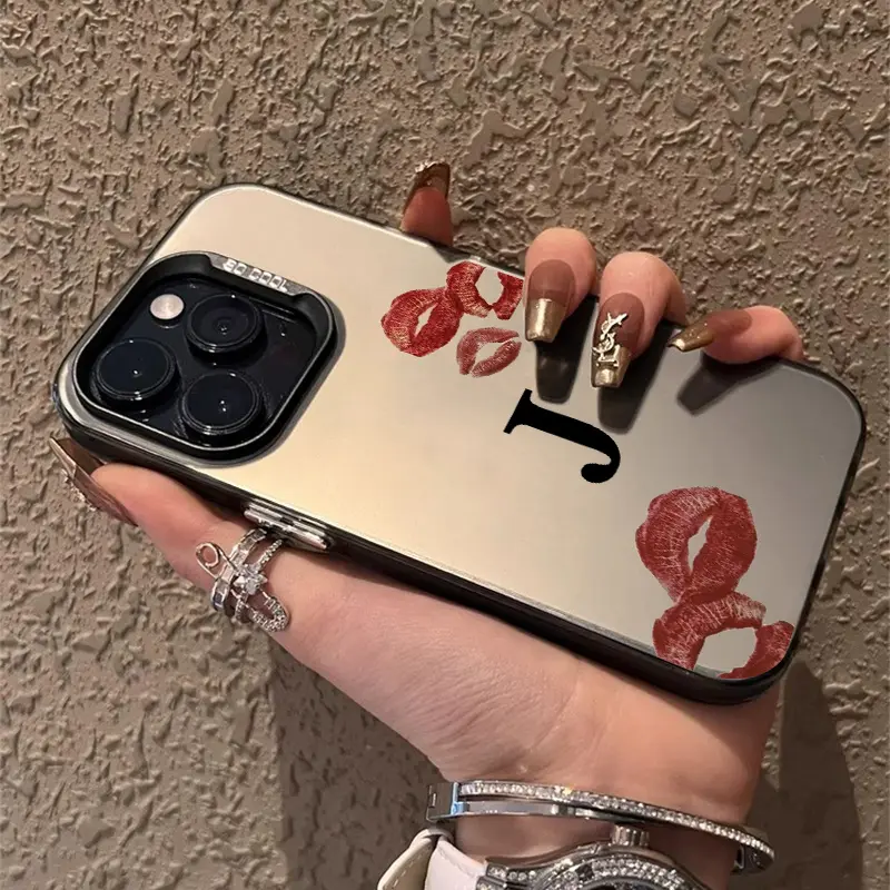 Phone case for iPhone 16 Pro Max 15 Plus 14 13 12 11 XR XS Sexy red lips J letter Anti-Scratch Shockproof Pocket-Friendly durable Cover