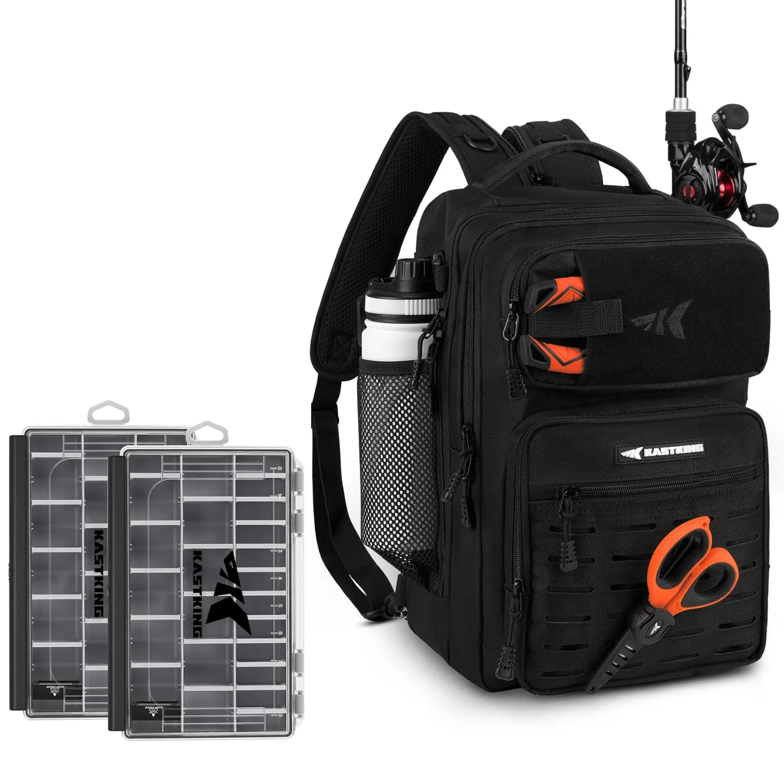 KastKing BlowBak Tactical Fishing Sling Tackle Storage Bag With 2 Hyperseal Tackle Boxes- Lightweight Sling Fishing Backpack - Sling Tool Bag for Fish