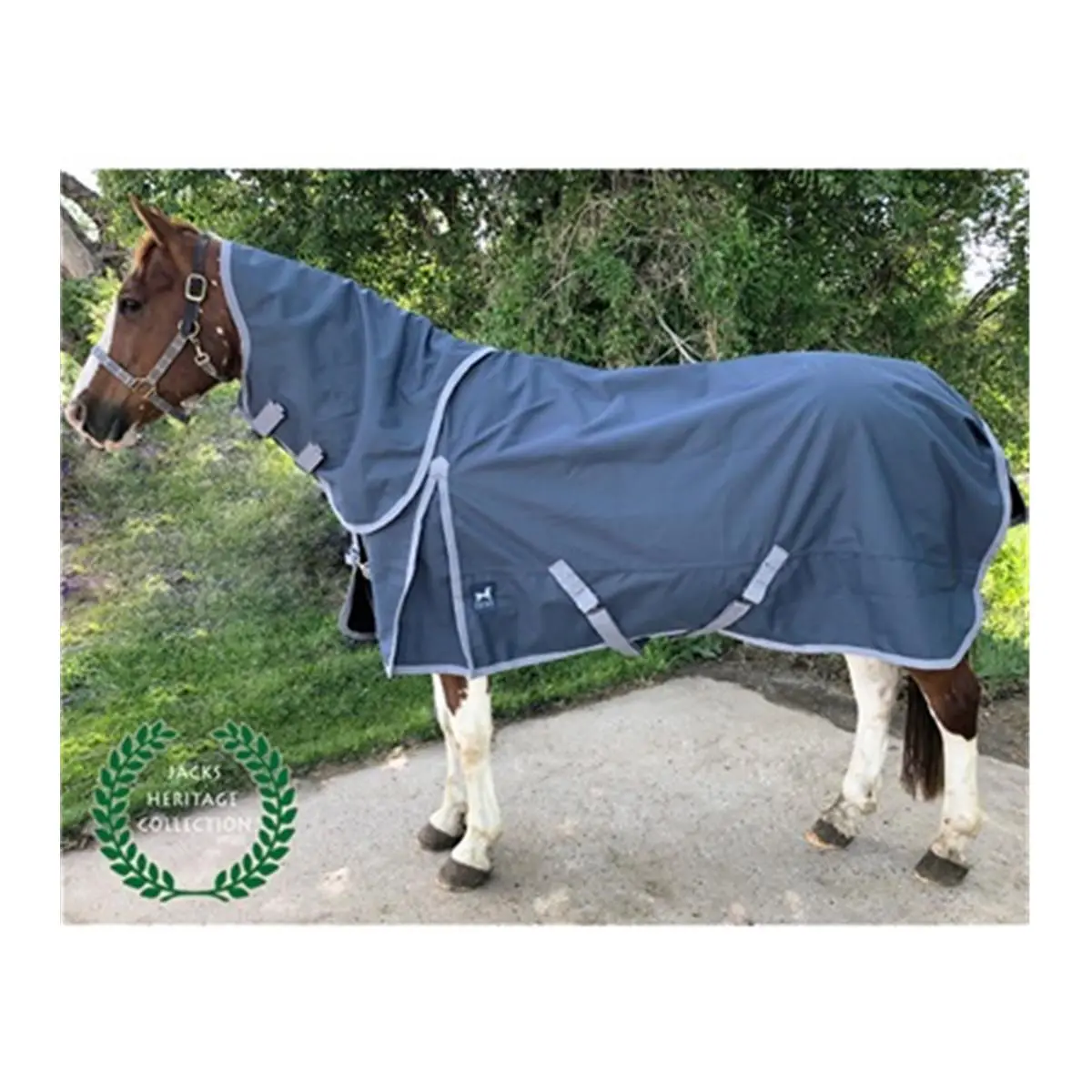 Jacks Boreas 1200D Polyester Horse Turnout Blanket, 350g Heavyweight, Waterproof, Windproof & Breathable with Detachable Full Neck, 86 in, Ink Blue, Equestrian, Adjustable, Durable, Water-Resistant