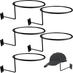 Set of 5 Metal Hat Holder, Hat Rack for Wall Display Cowboy Hat Rack Mounted Cowboy Hat Organizer Display Rack for Cowboy Western Hats, Cap, Wigs