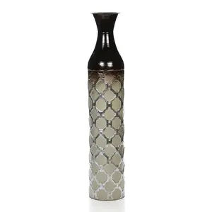 Metal Moroccan Embossed Floor Vase – 28.5 High
