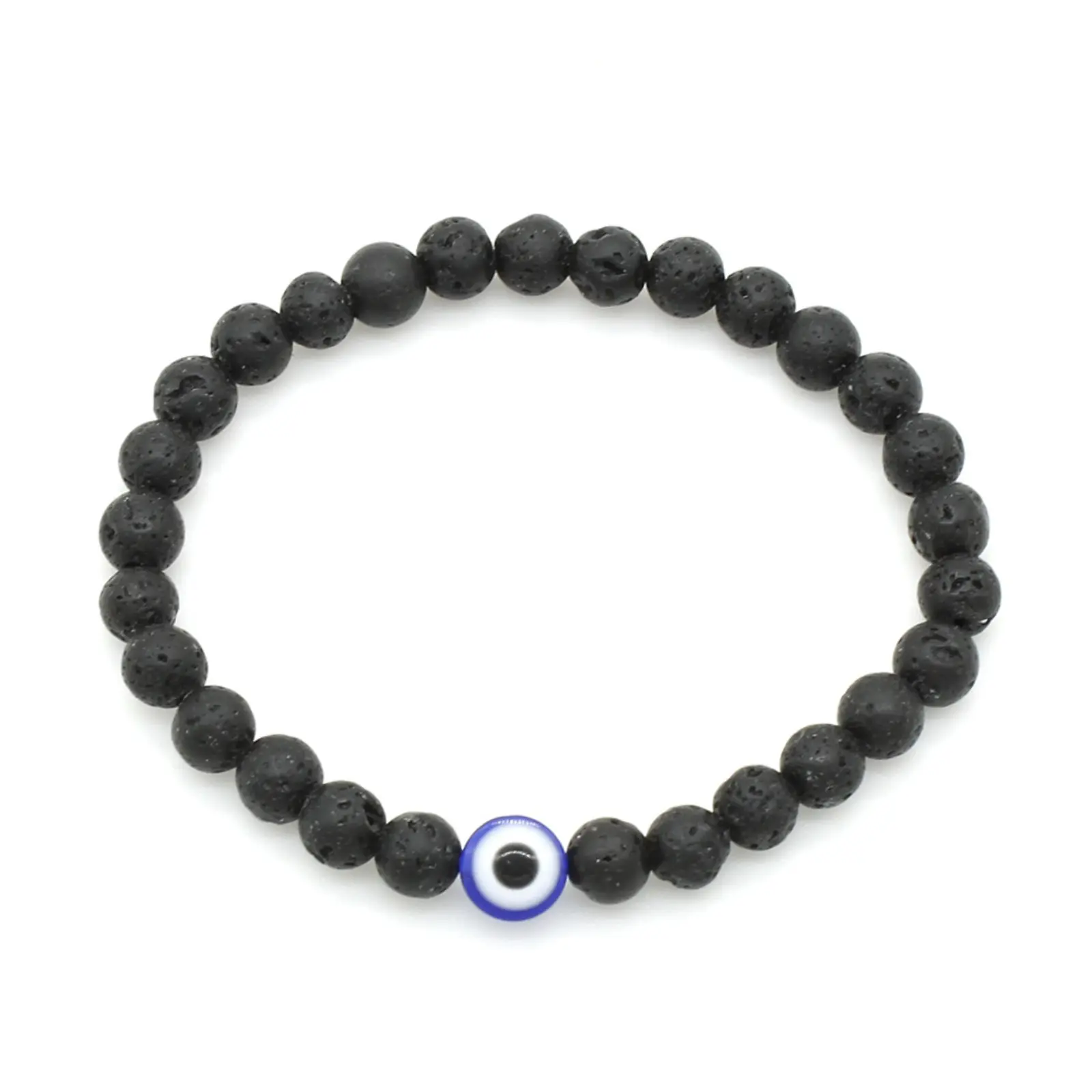 Unisex Classic Crystal Bracelets & Bangles - 6mm Round Frosted Beads, 7.5mm Evil Eye, Howlite, Black Onyx, Agate Chalcedony, No Natural Turquoise, Bracelet Stacking Costume Jewelry for Adults' Daily Wear, Gifting
