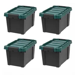 5 Gal. Remington Store-It-All Tote Storage Bin, Heavy Duty Containers, Black (4 Pack)