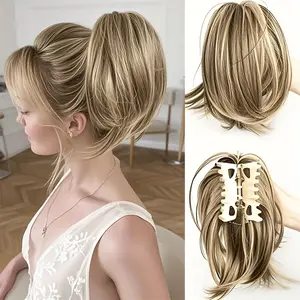 10inch Synthetic Straight Hair Ponytail Wig with Claw Clip and Elastic Band - Easy Messy Updo for Women, Wedding, Party, Formal Occasion Quick Styling, Natural Look Hair Accessory, Elegant Hairstyle, Bridal Exclusive Headpiece