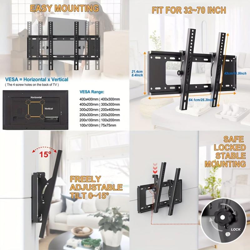 FULL MOTION LCD LED TV WALL MOUNT VESA BRACKET SWIVEL TILT For 32 37 40 42 43 46 47 50 52 55 60 65 70 Inch Screen TV