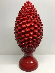 Caltagirone Ceramic Pinecone cm H.45 Handcrafted Lava Red Luis Line