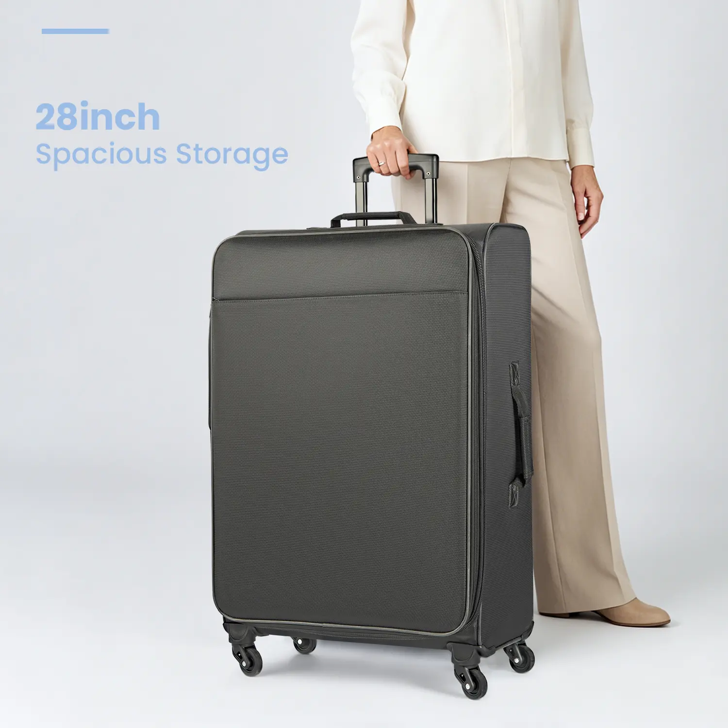 SOMODE 28inch Expandable Softside Checked Luggage with 360-Degree Spinner Wheels, Black