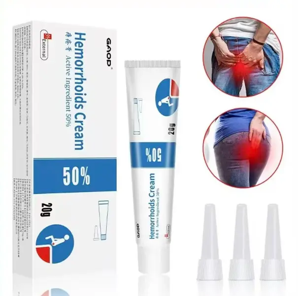 GAOD Unisex Hemorrhoids Cream (20g) with 3 Disposable Applicator Tips, 50% High Actives Fast Relief for Itching, Swelling, Burning, Pain Soothing, External Pile Treatment Ointment