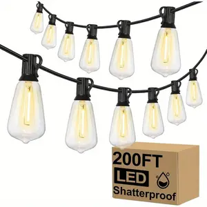 Valentine's Day gift  Shatterproof Connectable Outdoor LED Patio Lights RST38 Bulb Hanging Lighting for Backyard Gazebo Porch Party Energy-Saving IP65 Waterproof Vintage Ambiance Durable Weatherproof Design