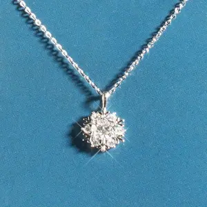 S925 Sterling Silver 1CT Moissanite Snowflake Pendant Dainty Luxury Adjustable Necklace