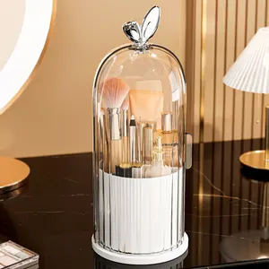 Makeup Brush Holder, 1 Count Dustproof Plastic Makeup Brush Storage Box, Makeup Tool Organizer, Cosmetic Organizer, Desktop Makeup Organizer for Home & Travel