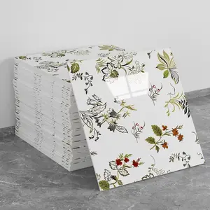 20pcs Self-Adhesive Floral Tile Wall Stickers, Decorative Wall Sticker, Wall Decal, Easy Peel Off, Bedroom Renovation, Home Decor, Durable Surface, Indoor Design