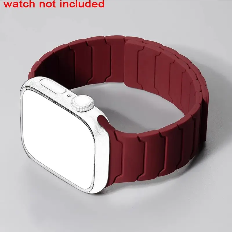 Silicone Magnetic Loop Bands for Apple Watch 46mm 44mm 40mm 49mm 45mm 42mm 41mm Smartwatch Compatible Bands Strap iWatch Series Ultra 3 11 10 9 8 7 6 5 SE 3 Smartwatch Strap Smart Watch Accessories Wearable Accessory Smart Watch Straps