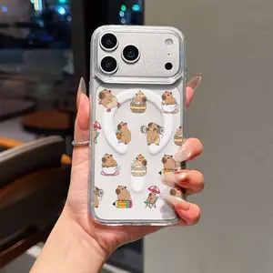 Personalized And Creative Cute Capybara Sports Fitness Design Pattern, Featuring a Strong Magnetic Transparent Phone Case That Is High-Definition, Highly Transparent, Non-Yellowing, iPhone 17 E Air Pro ProMax iPhone16 15 14 Plus 13 12 Mini 11 X XS XR