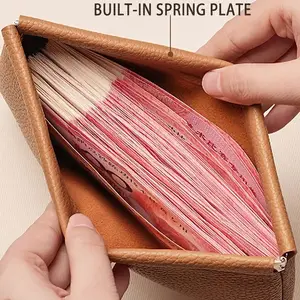 Automatic Closure Soft Leather Cash Wallet, Simple Handheld Vintage Long Wallet, Large Note Small Coin Storage Bag, Snap Button Purse, Durable Wallet