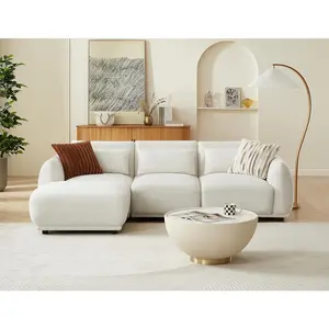 Sectional Sofa Couch,Convertible U Shaped Sectional for Living Room,Modular L Shaped Couch with Removable Ottoman.（3set+1 Ottoman-White）