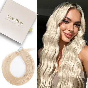 Platinum Blonde-18 Inch Tape-In Hair Extensions #60 | 20pcs 50g Remy Human Hair| Invisible Seamless Extensions for Daily/Party Volume Boost