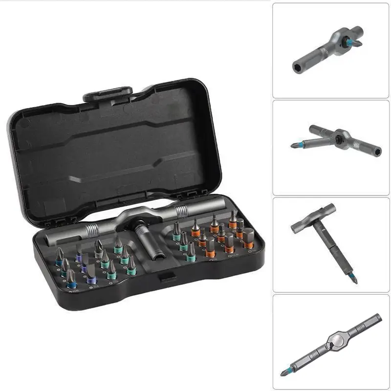 [Dealsforyoudays] 24 in 1 DlY Screwdriver Set,1 Set SwitchableScrewdriver Shape Magnetic Screwdriver Set,Compact and Portable Ratchet Screw0driver Set