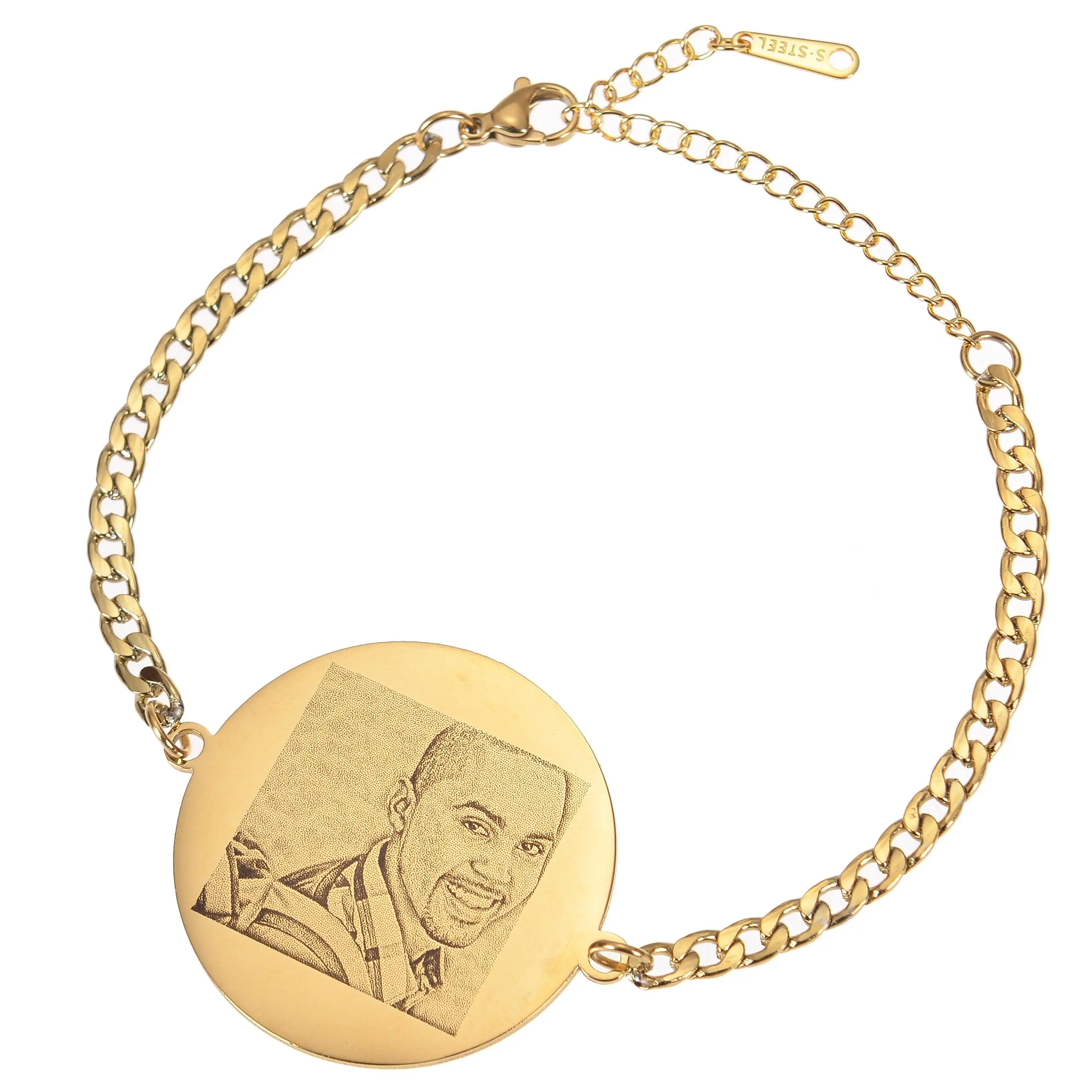 Unisex Photo Bracelets Circle Chain Link
