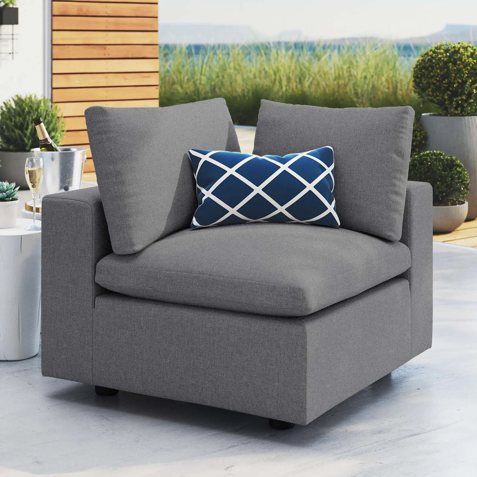 Modway Commix Sunbrella® Outdoor Patio Corner Chair in Gray