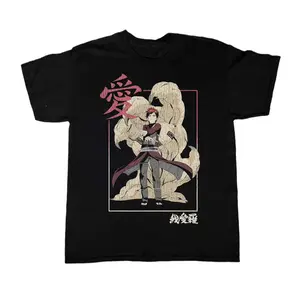 Gaara Kanji Naruto Vintage T-Shirt Unisex All Sizes Menswear Top Casual Tshirt Streetwear Shortsleeve  For custom printing, please contact customer service.