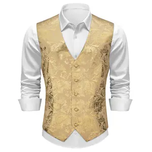 Alimens&Gentle Men's Metallic Paisley Vest Satin Vest Perfect for Prom & Date Nights