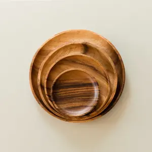 Acacia Round Wood Plate - Snack / Dinner Plates | LIKHÂ