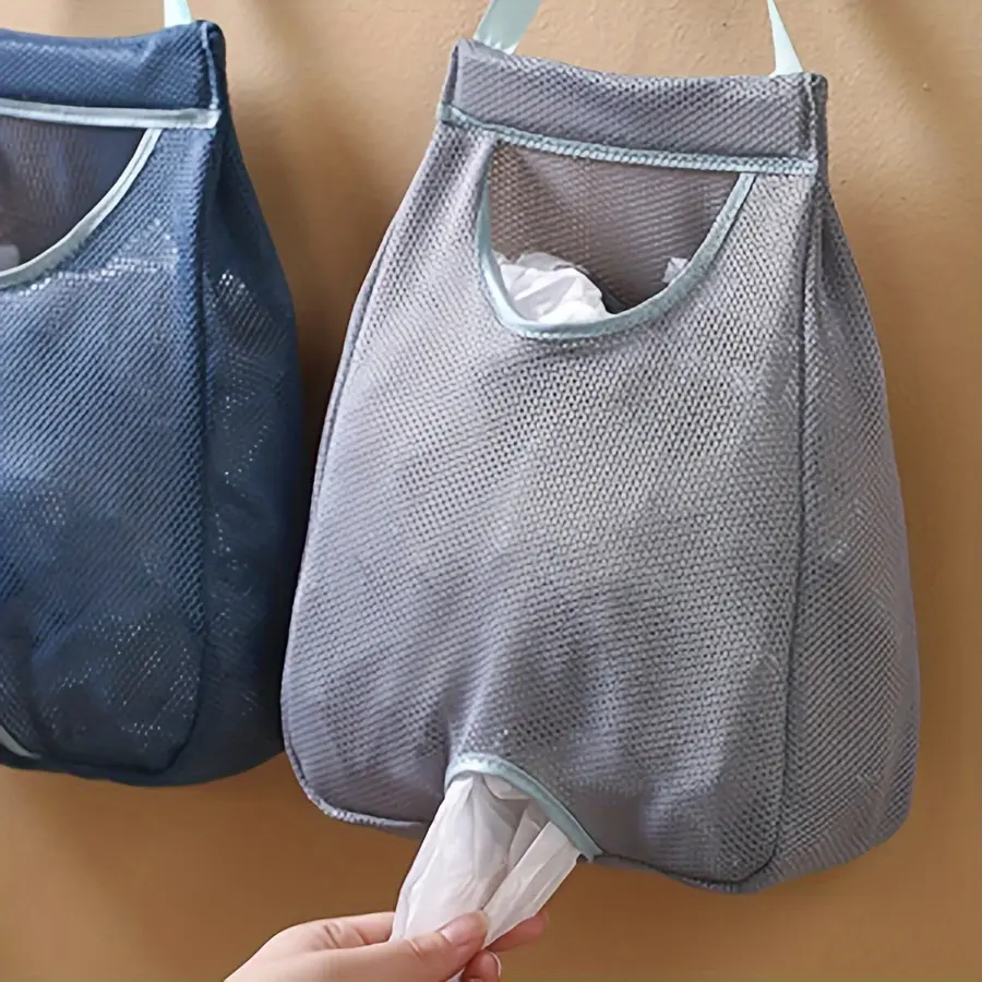 Mesh Garbage Bag Dispenser, 1 Count Washable Plastic Bag Holder, Garbage Bag Storage Organizer for Kitchen, Home Organizer[Only Bag Holder]