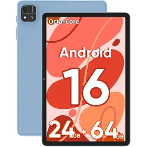 JUNINKE 10.1 Inch Android 16 Tablets with Case Pad, 30(6+24)GB+ 64GB, Octa-core Android Tablet with IPS Screen