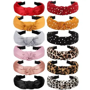 Women's Headbands 12 Pack Fashion Knotted Elastic Headbands Hairbands for Face Washing