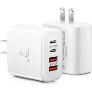 Charger Block, 2-Pack 40W 4-Port USB C Wall Charger Fast Charging Dual Port PD Power Adapter+QC Double Wall Plug Multiport Type C Brick Chargers For iPhone 16,15,14,13,12,11 Pro Max XS,Samsung