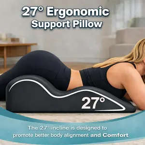 27 °   Memory Foam Wedge Pillow for Back & Neck Support, Bed Rest Reading Cushion for Sitting, Watching TV, Posture & Pain Relief (Black)