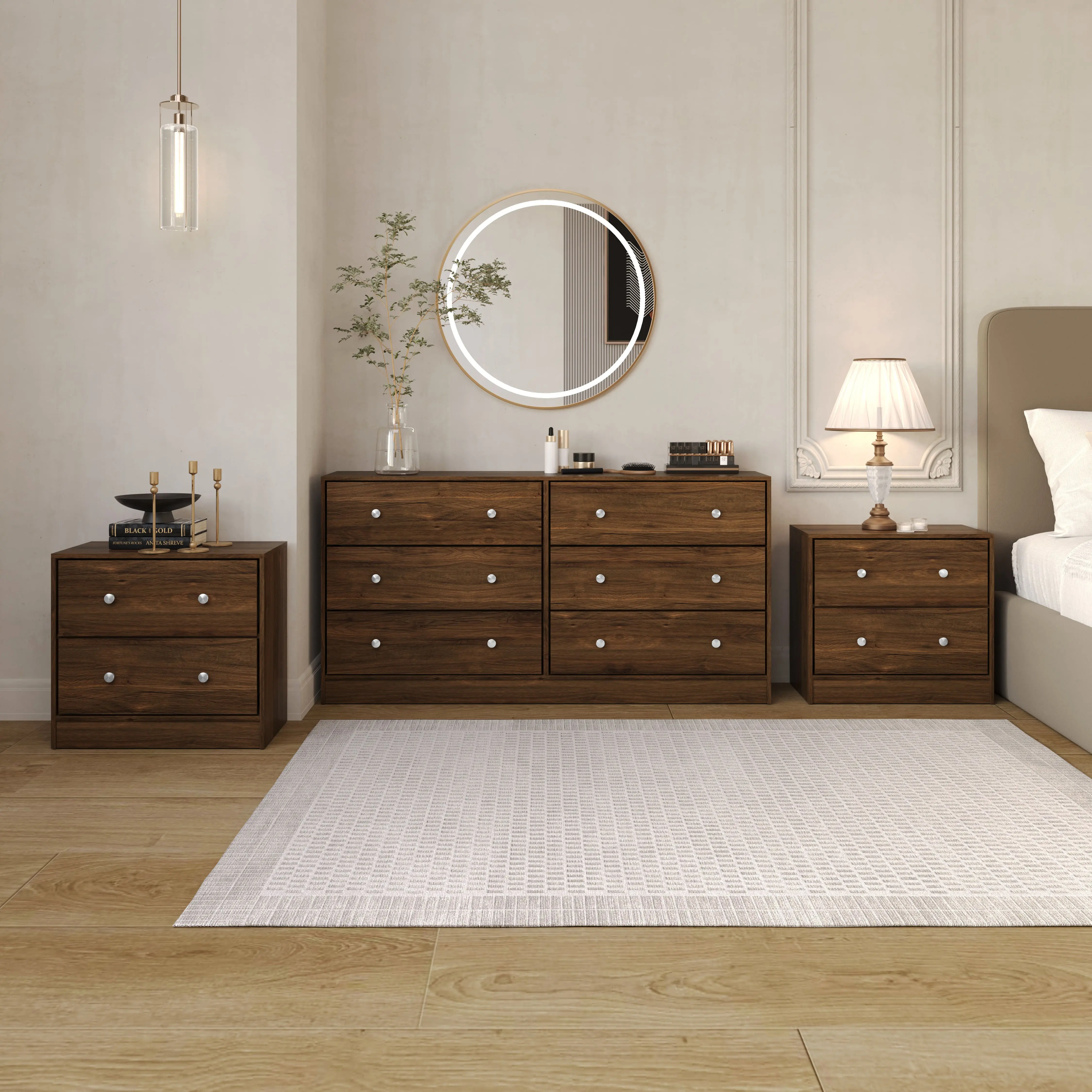 Favorer Altoona Dresser with 2 Nightstands