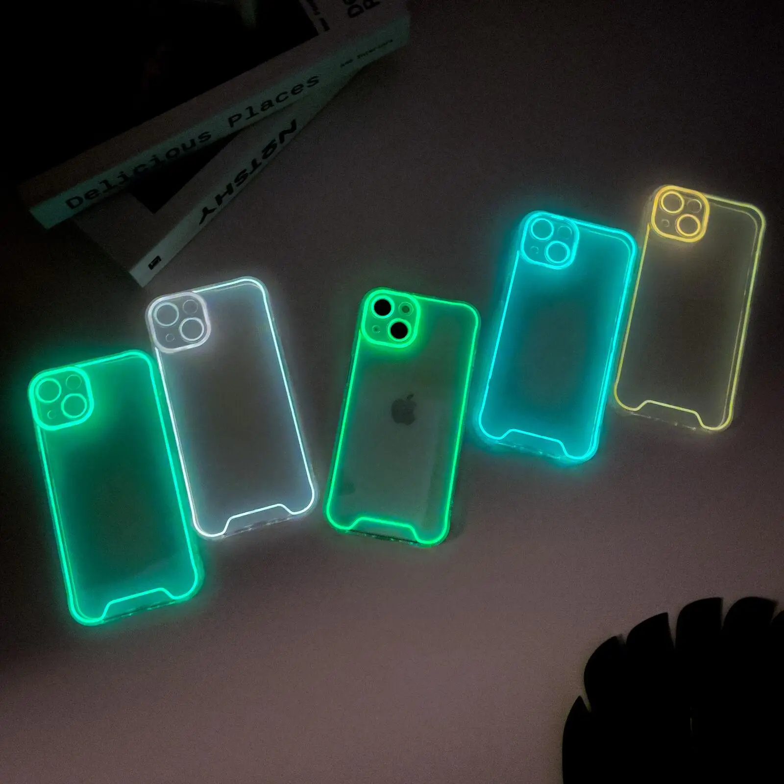 Oceantree Luminous Phone Case For iPhone 16 15 14 13 12 11 Pro Max Fluorescent Case Shockproof Clear Silicone Cover TPU Protector