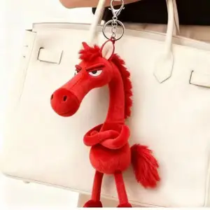 New Arrival Cool & Minimalist Black Horse Plush Charm Soft Plush Keychain Bag Accessory Desk Decor Figurine