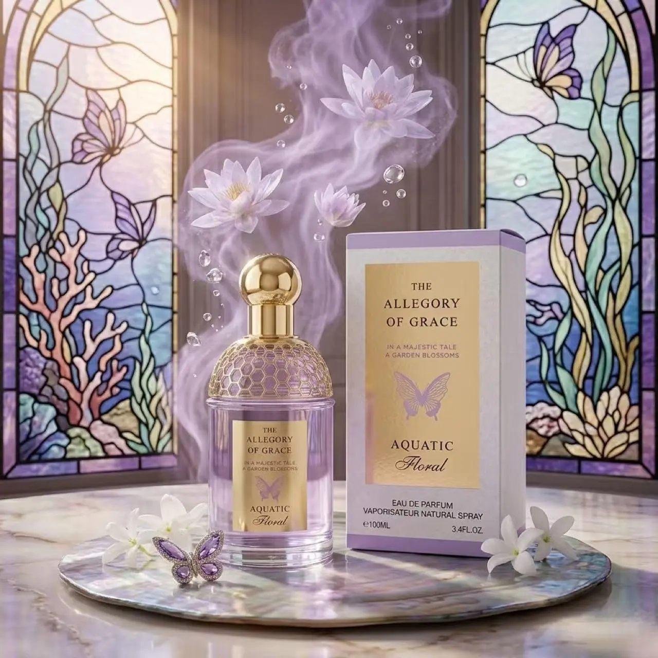 The Allegory of Grace: Aquatic Floral EDP 3.4fl.oz, 100ml - A Majestic Garden in a Bottle Aquatic, Floral Fragrance for Women
