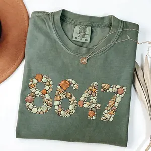 Comfort Colors 8647 Seashell Shirt Coastal Beach Graphic Tee Summer Ocean Vacation Aesthetic T-Shirt for Women Men