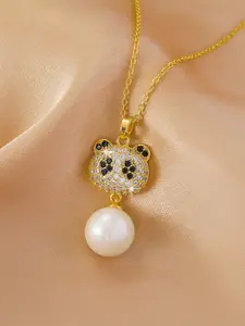 14k Golden Plated Panda Pendant Necklace, Cute Fashion Style, Perfect Birthday Gift for Women, Daily Wear Jewelry, All Seasons