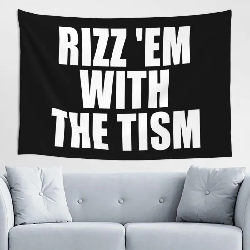 Yoladsume Rizz 'Em with The Tism Tapestry Home Decor Wall Blanket Tapestry for Living Room Bedroom Dorm Decor