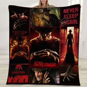 Freddy Krueger Halloween Horror Movie Fleece Blanket, Velveteen Plush Blanket, Comfy Blankets, Birthday Idea Gifts, Halloween Christmas Gift For Fans