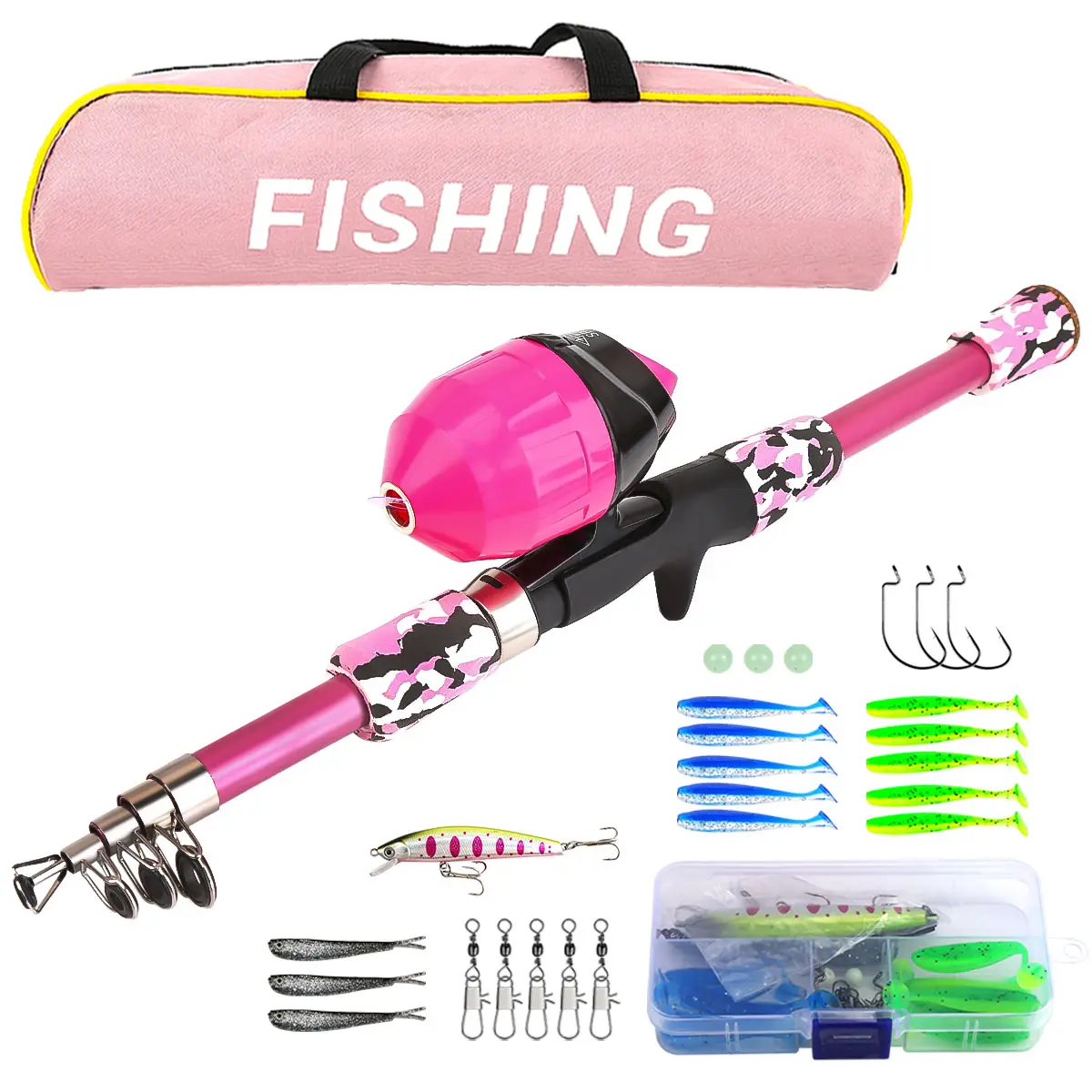 High-Value Fishing Rod Set with Reel, Lures, Hooks, Storage Bag, Portable Telescopic Rod, Freshwater Saltwater Use, Beginner Friendly, Fishing Equipment, Fishing Gear Set