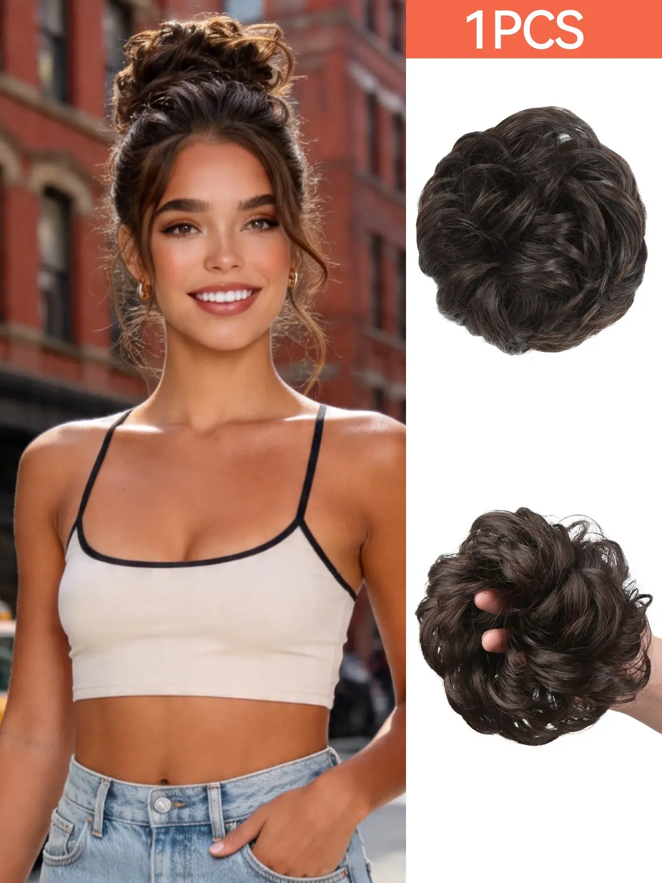 6-Inch Wavy Bun Extension Hair, Hair Extensions, Natural Soft Fiber Synthetic Hair, Casual Elastic Style, Fashion Color Accessory Hair for Women Wear Daily Parties Cosplay And Carnival Festival Synthetic Hairpieces