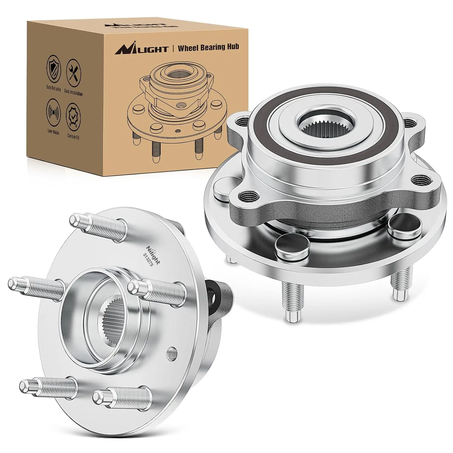 Nilight Wheel Bearing and Hub Assembly for Ford Taurus 2010–2019 | Ford Flex 2009 2010 2011 2012 2013 2014 2015 2016 2017 2018 2019, Lincoln MKT, Edge Rear 2011-2014, 513275-2Pack