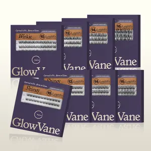 GlowVane TrueCurve Lash LengthLock Collection Cluster Eyelashes | Winkie Shiney Single Size Per Box 10mm-16mm Ultra-Dense Long-Lasting DIY Style Lashes