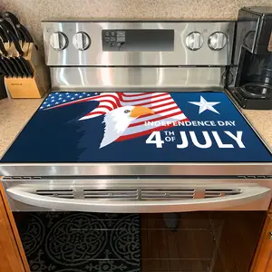 1PC heat insulation pad 4th of July Bald Eagle & American Flag Felt Heat Resistant Mat - Non-Slip Washable Dust-Proof Kitchen Decor Pad for Stove, Table, Washer, Fridge, Bathroom & Appliances