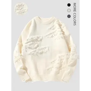 Men's Ripped Drop Shoulder Knit Sweater - Casual Fashion Pullover for Fall & Winter, Versatile Ins Style, Menswear Tops