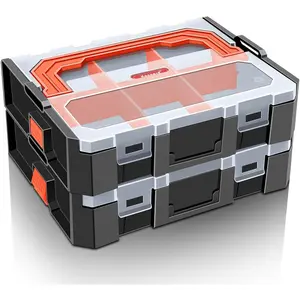 Organizer, 6-Compartments Parts Organizer, Stackable, Removable Dividers for(2 PCS)